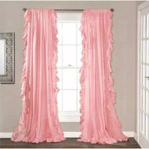 Lush Decor Reyna Pink Window Panel Curtain Set 2 Panels 54”x84” Pink Ruffles NEW